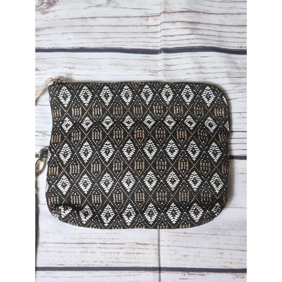 DV By Dolce Vita Boho Tribal Woven Tassle Clutch Wristlet Zippered Top Fold Over - Picture 4 of 6